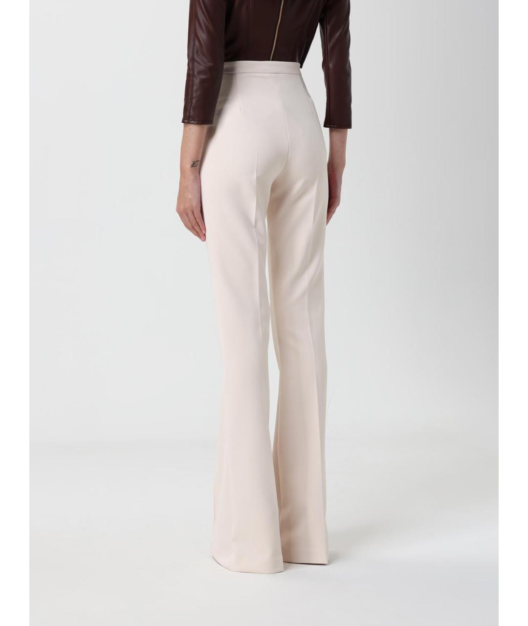 ELISABETTA FRANCHI Бежевые полиэстеровые прямые брюки, фото 3