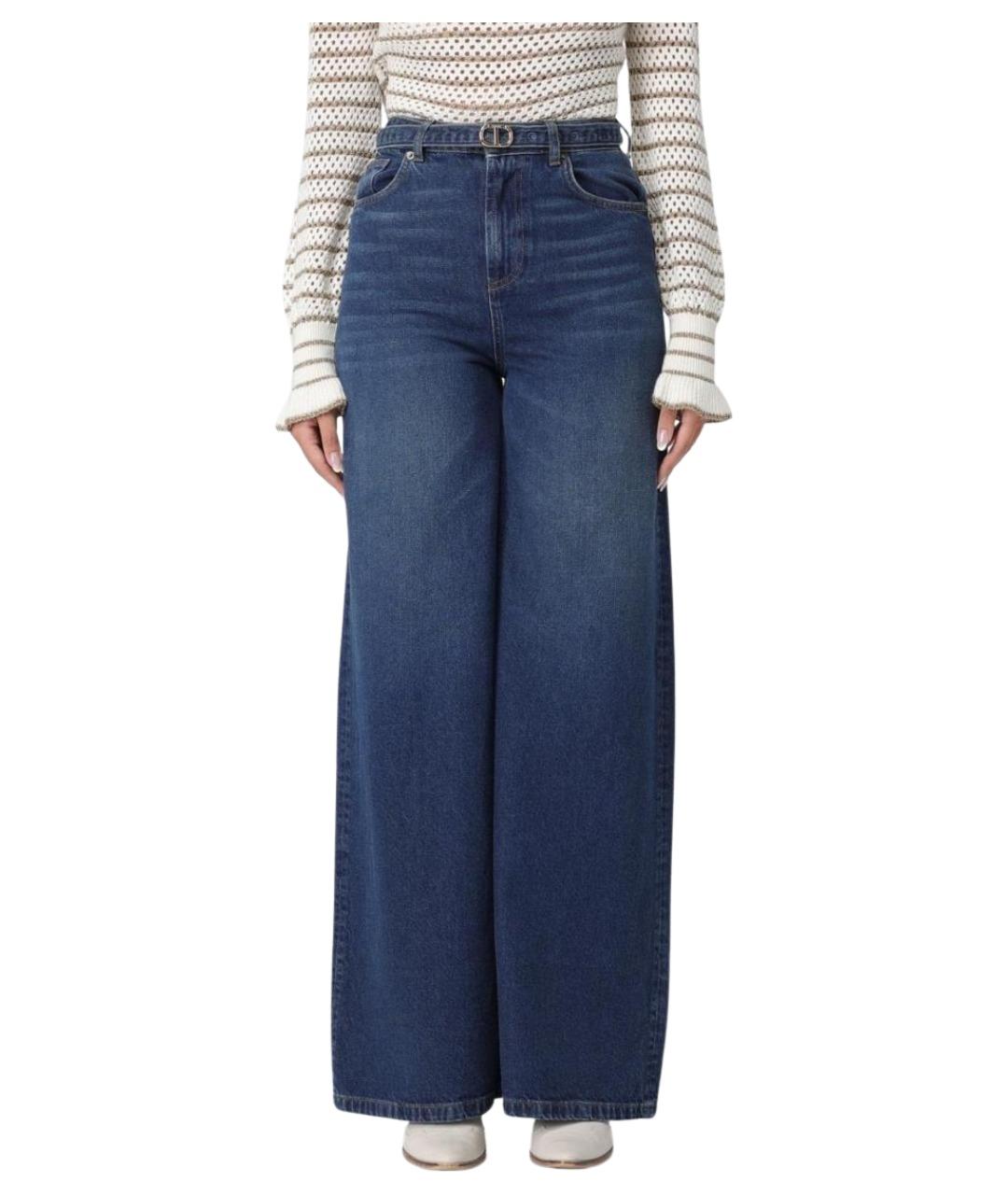 TWIN-SET Синие хлопковые джинсы клеш, фото 1