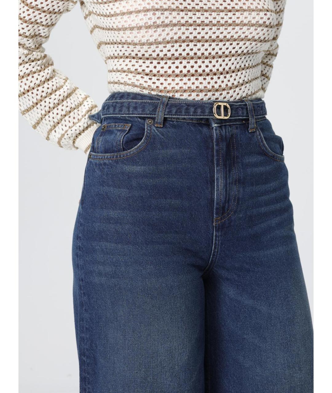 TWIN-SET Синие хлопковые джинсы клеш, фото 3
