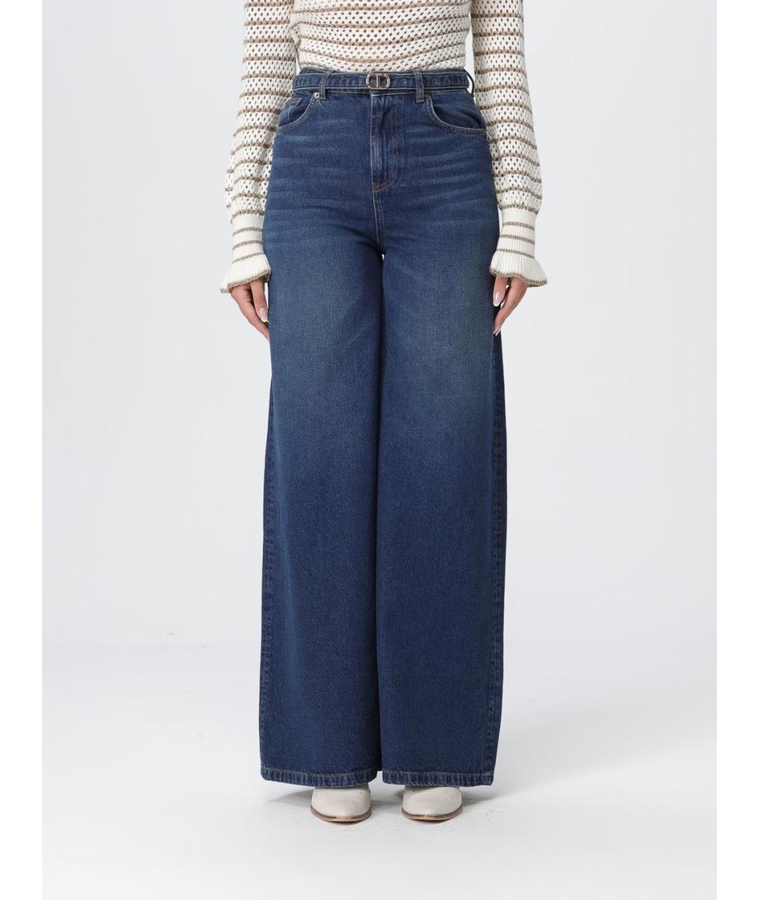 TWIN-SET Синие хлопковые джинсы клеш, фото 4