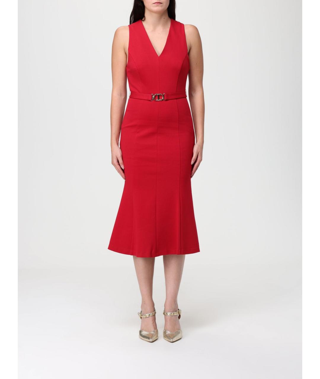 TWIN-SET Красное вискозное платье, фото 4