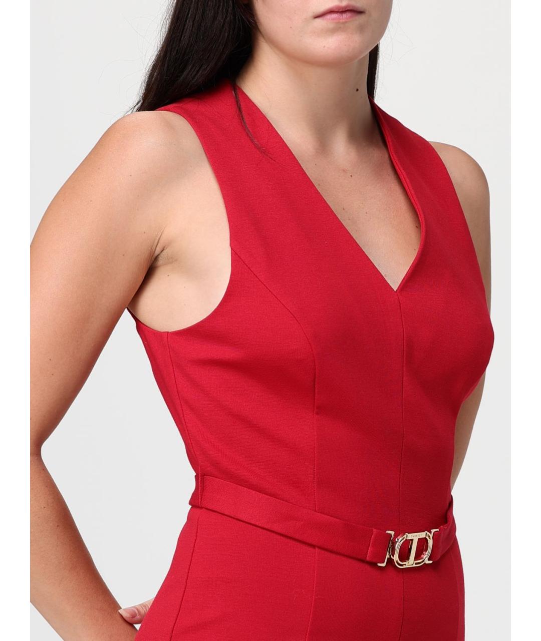 TWIN-SET Красное вискозное платье, фото 3
