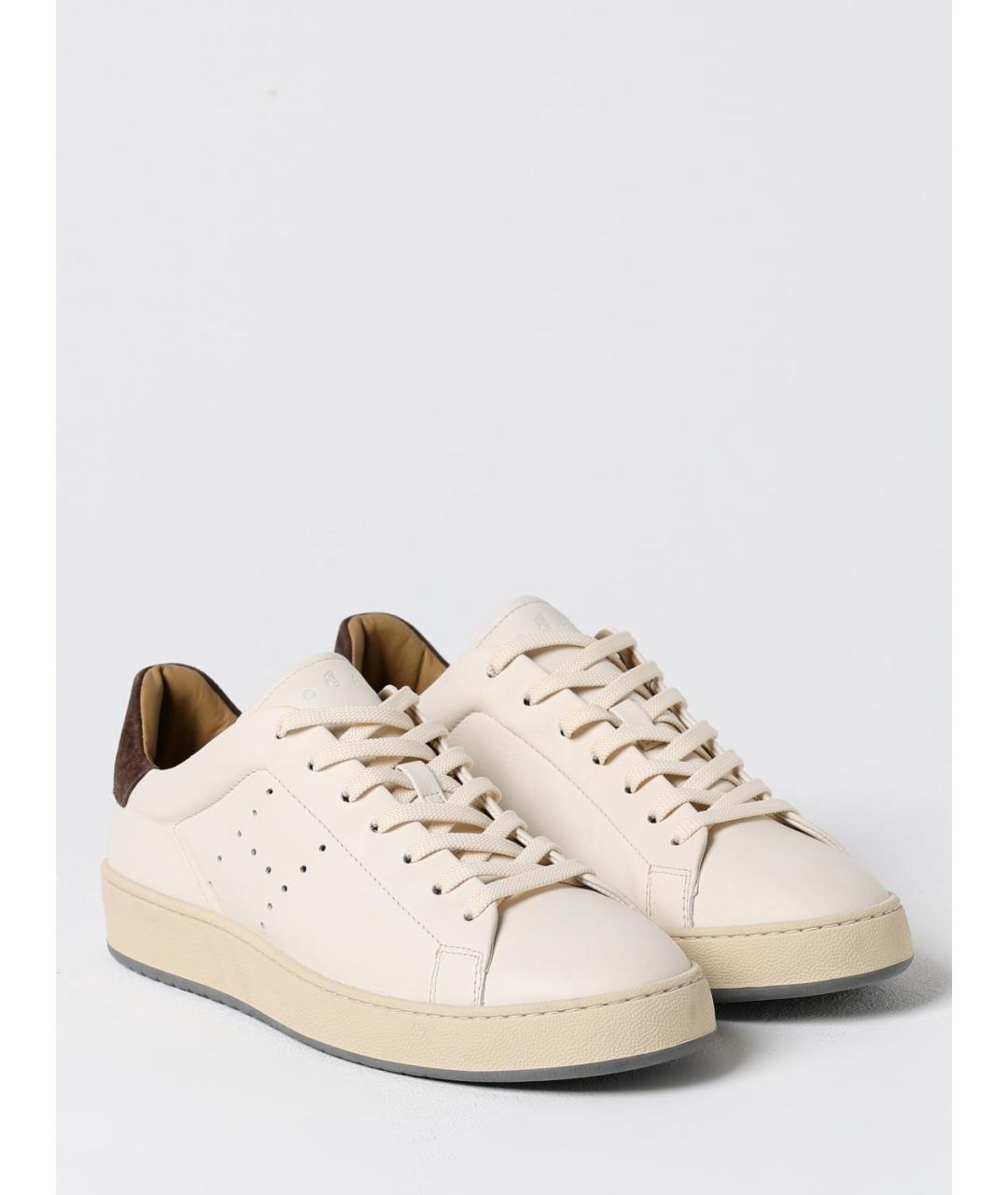 HOGAN Бежевые кожаные низкие кроссовки / кеды, фото 2