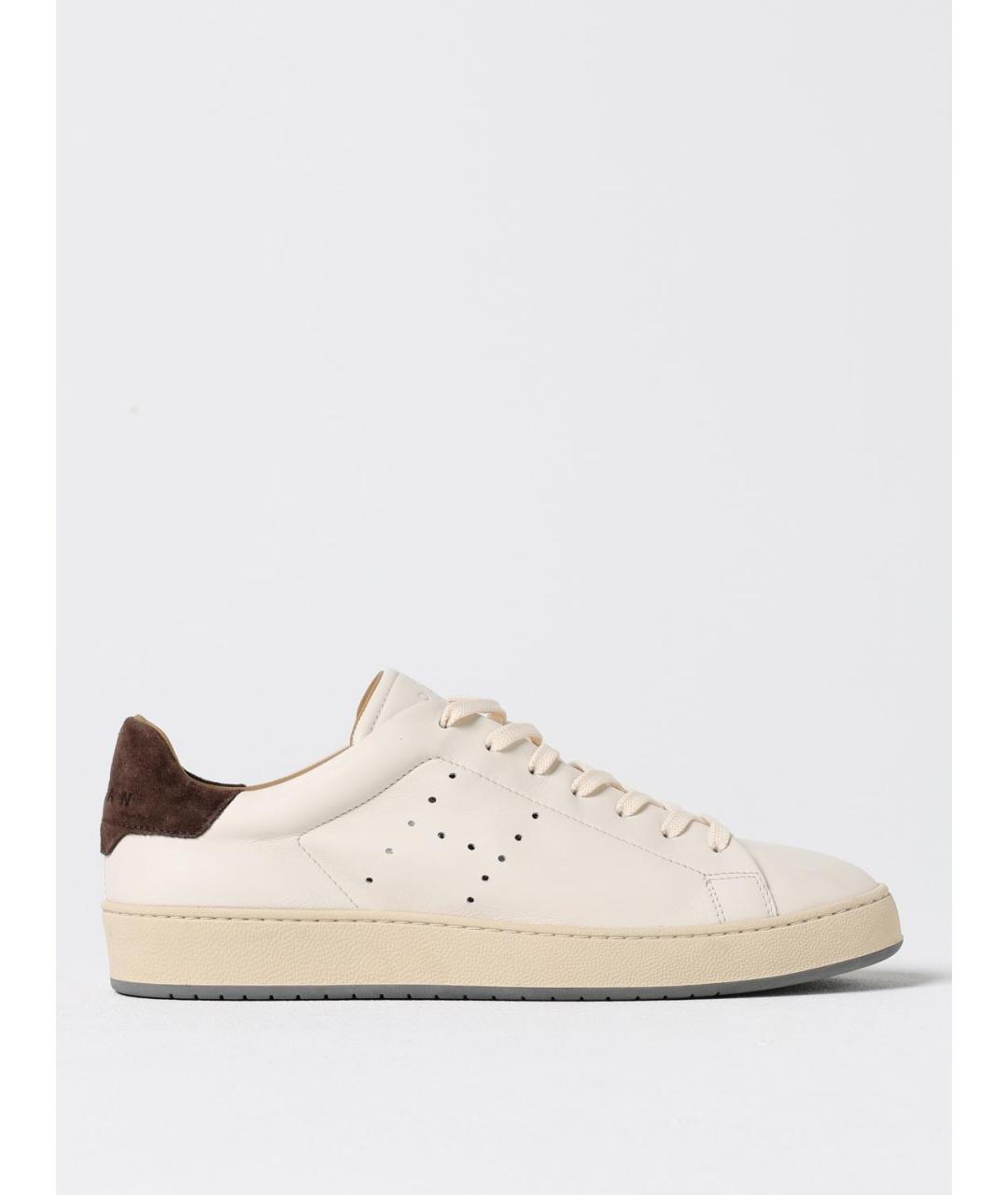 HOGAN Бежевые кожаные низкие кроссовки / кеды, фото 5