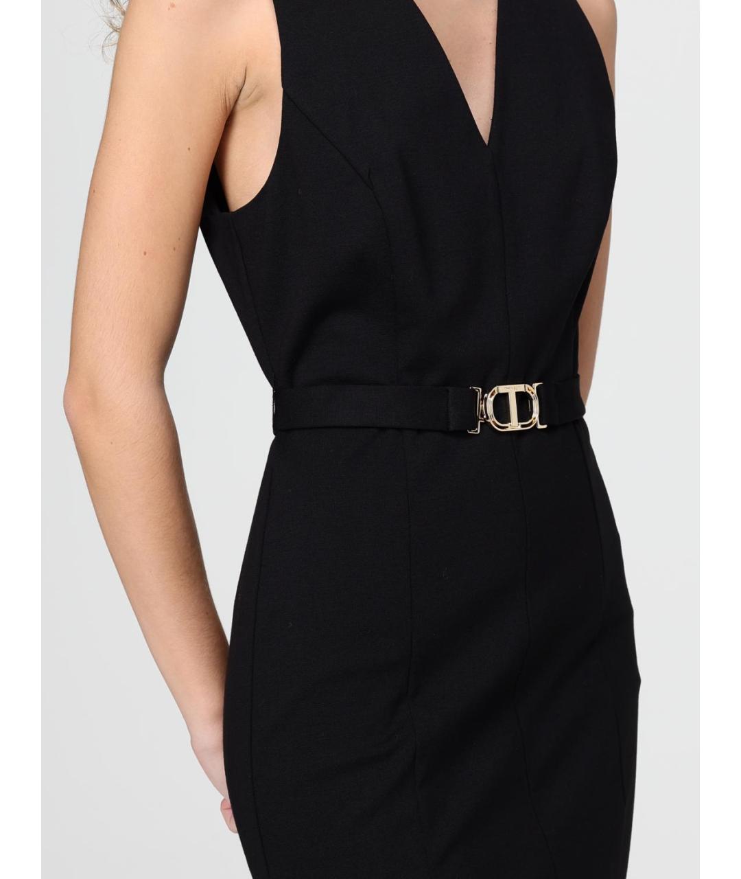 TWIN-SET Черное вискозное повседневное платье, фото 3