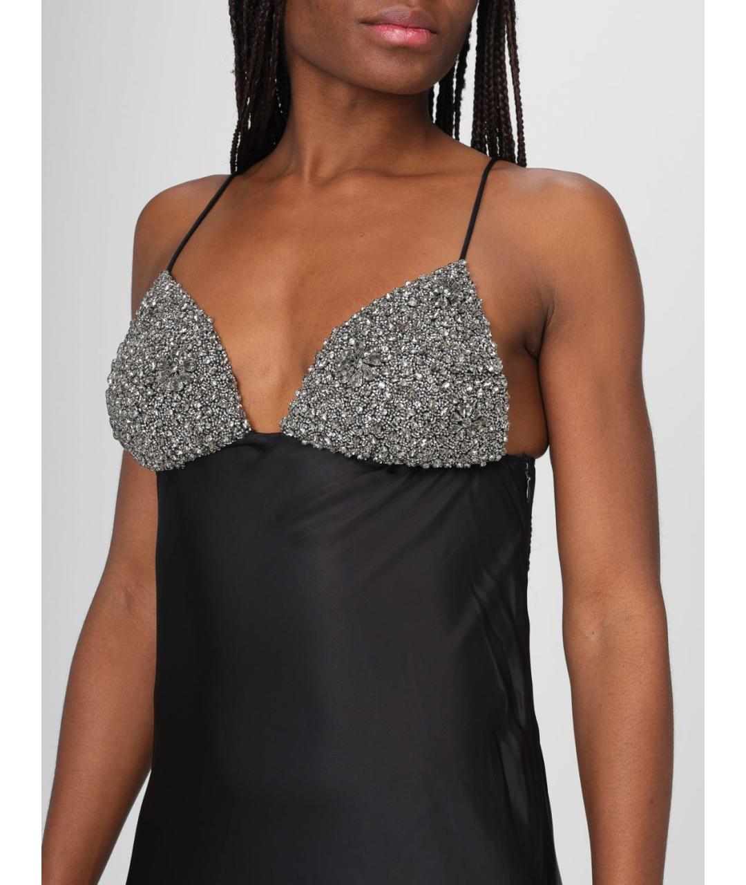 TWIN-SET Черное вискозное вечернее платье, фото 4