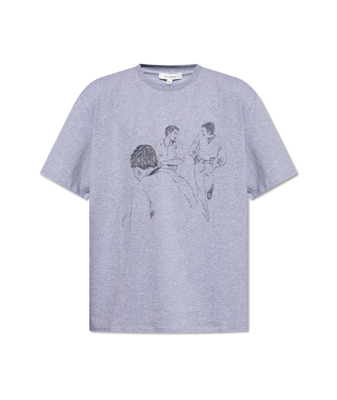 J.W.ANDERSON Серая хлопковая футболка, фото 1