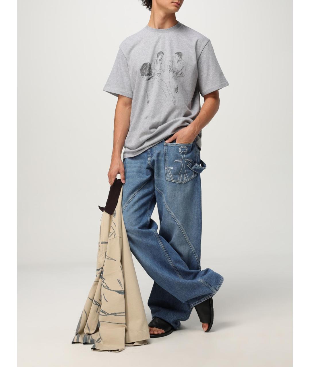 J.W.ANDERSON Серая хлопковая футболка, фото 3