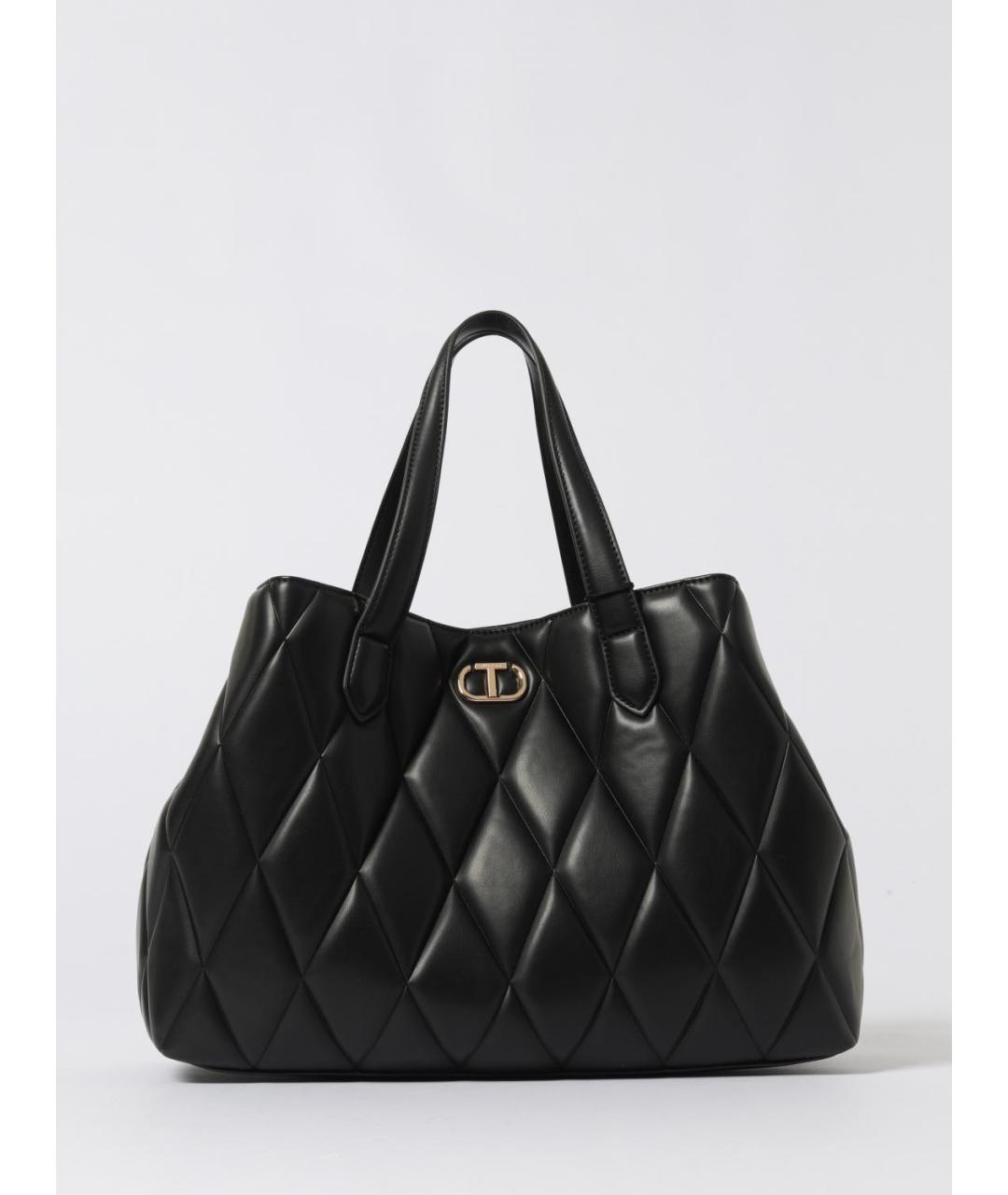 TWIN-SET Черная сумка тоут из искусственной кожи, фото 4