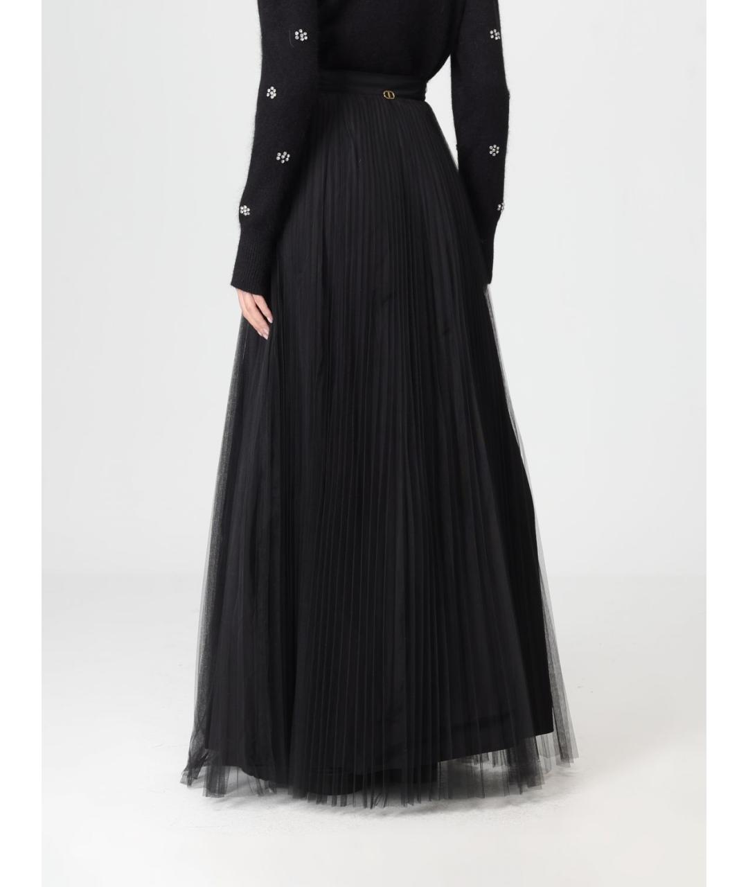 TWIN-SET Черная полиэстеровая юбка макси, фото 2