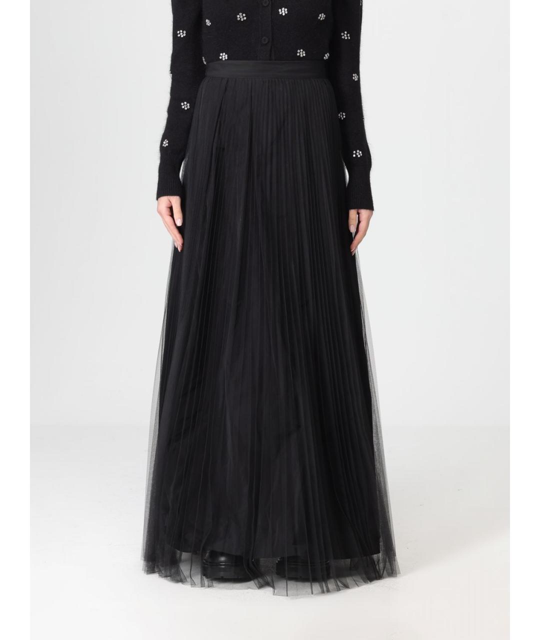 TWIN-SET Черная полиэстеровая юбка макси, фото 4