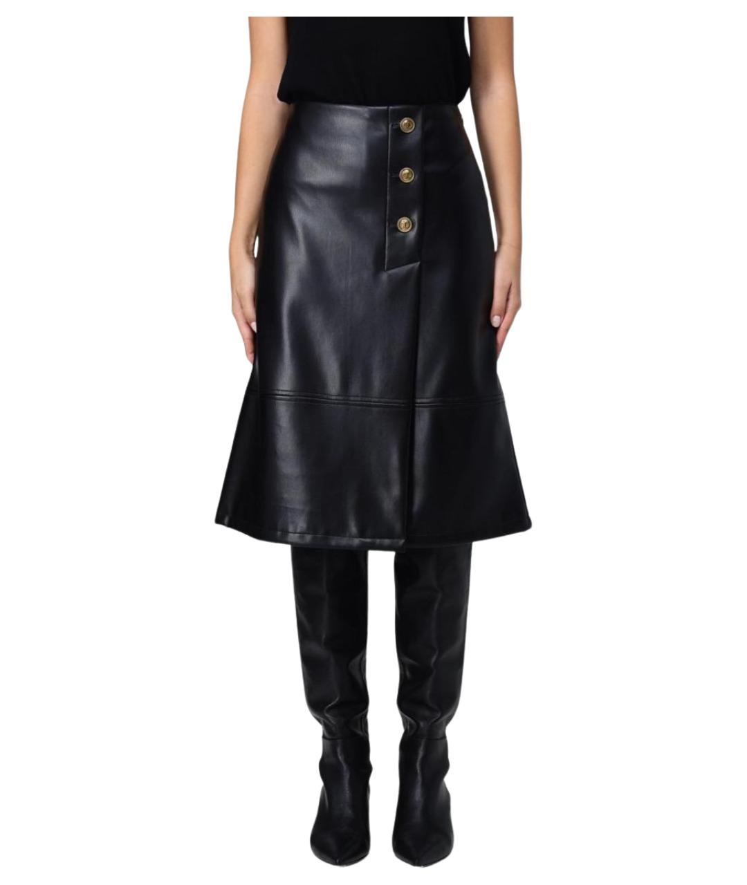 TWIN-SET Черная полиэстеровая юбка миди, фото 1