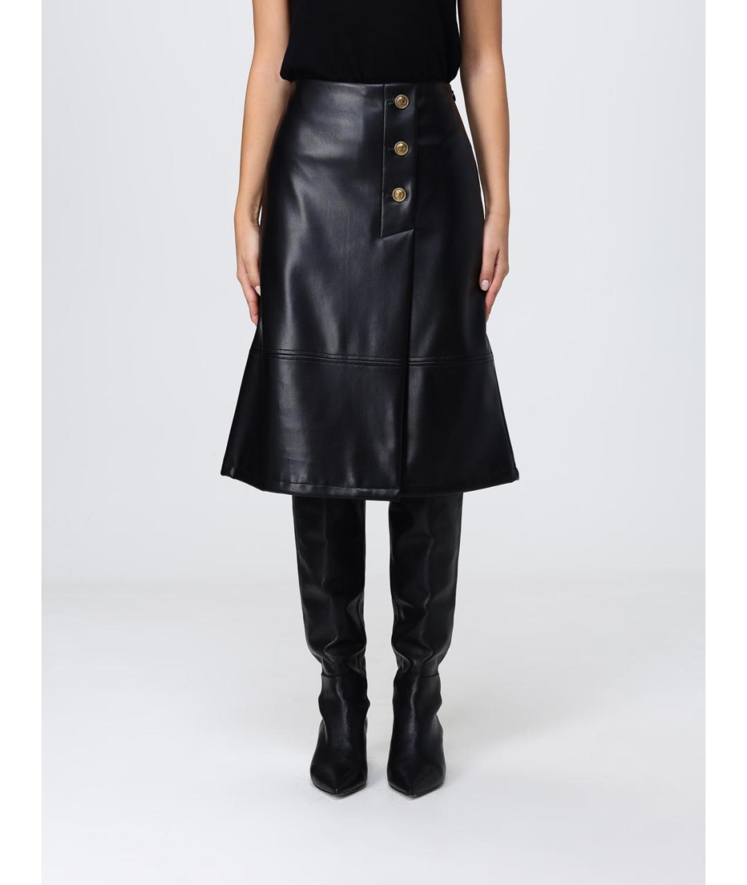 TWIN-SET Черная полиэстеровая юбка миди, фото 4