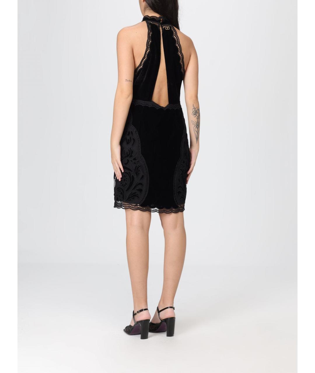 TWIN-SET Черное полиэстеровое платье, фото 2