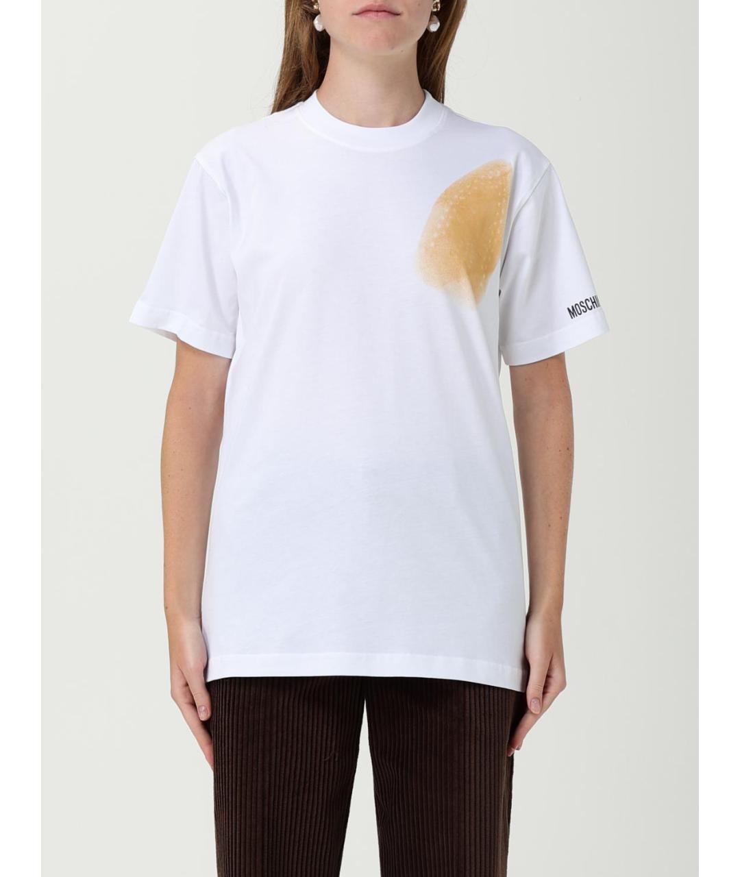 MOSCHINO Белая хлопковая футболка, фото 2