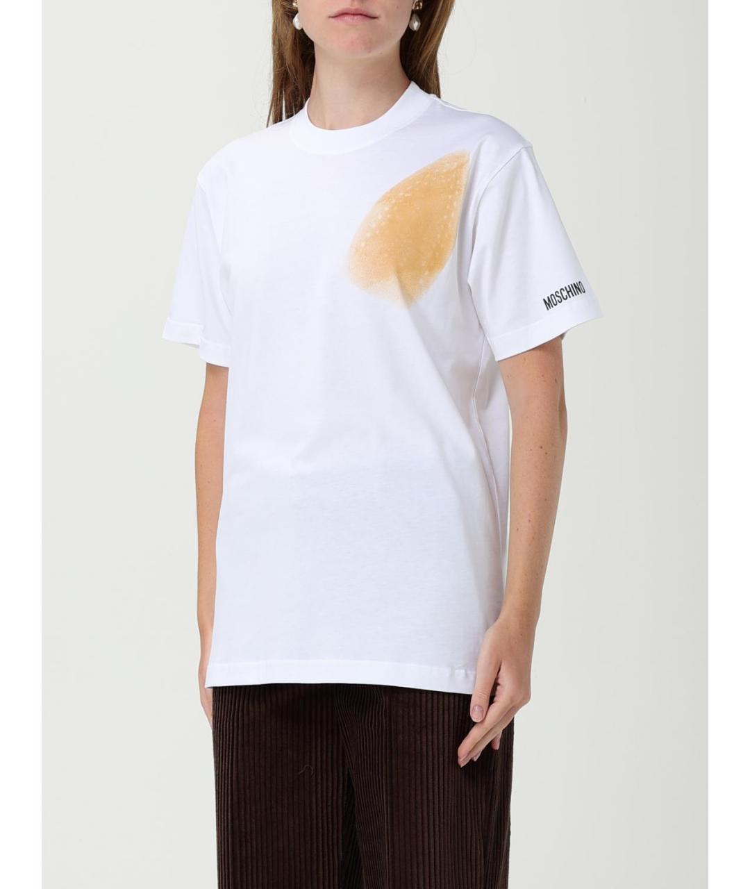 MOSCHINO Белая хлопковая футболка, фото 4