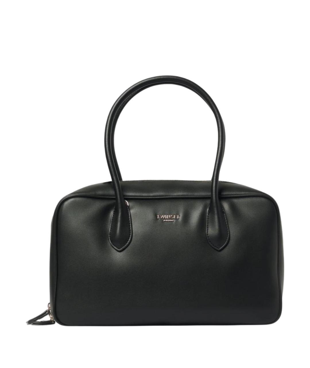 TWIN-SET Черная сумка с короткими ручками из искусственной кожи, фото 1