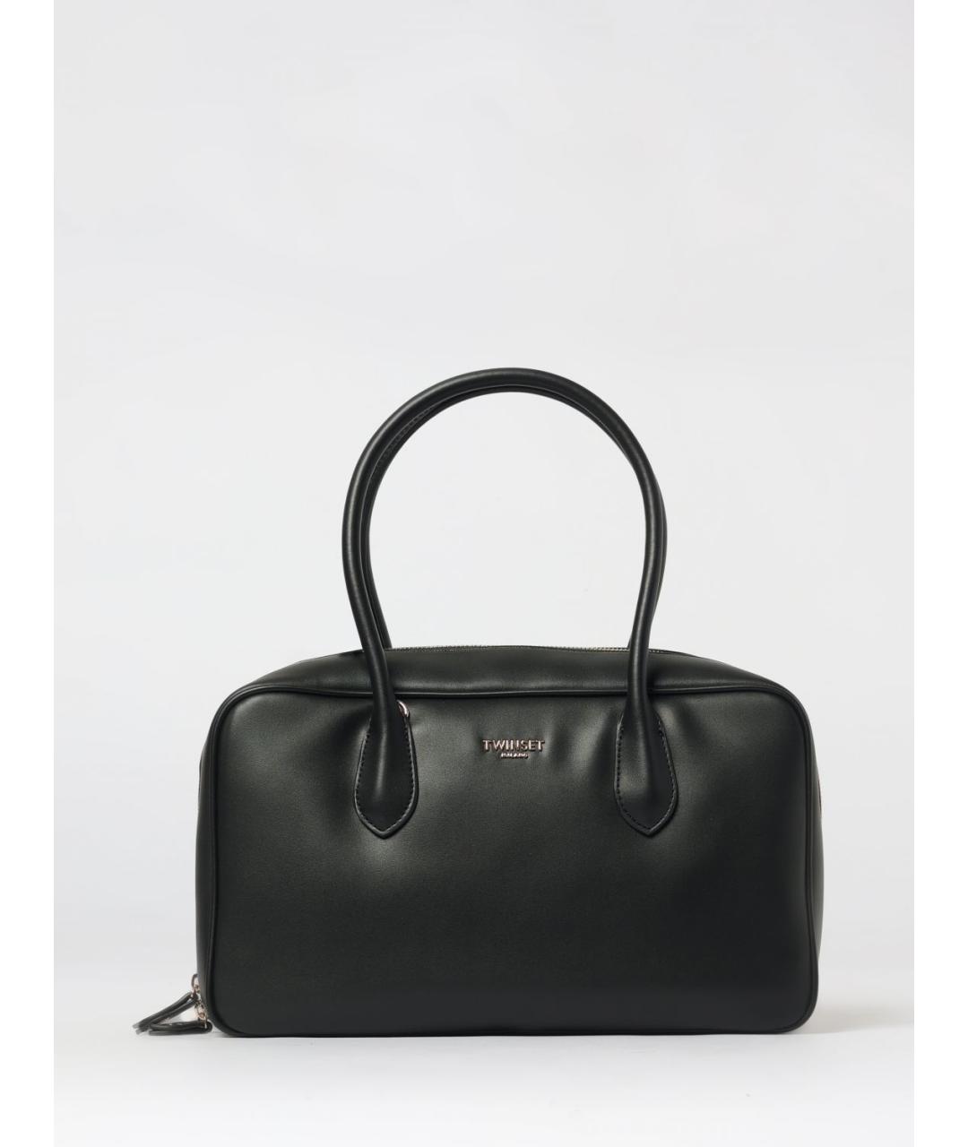 TWIN-SET Черная сумка с короткими ручками из искусственной кожи, фото 4
