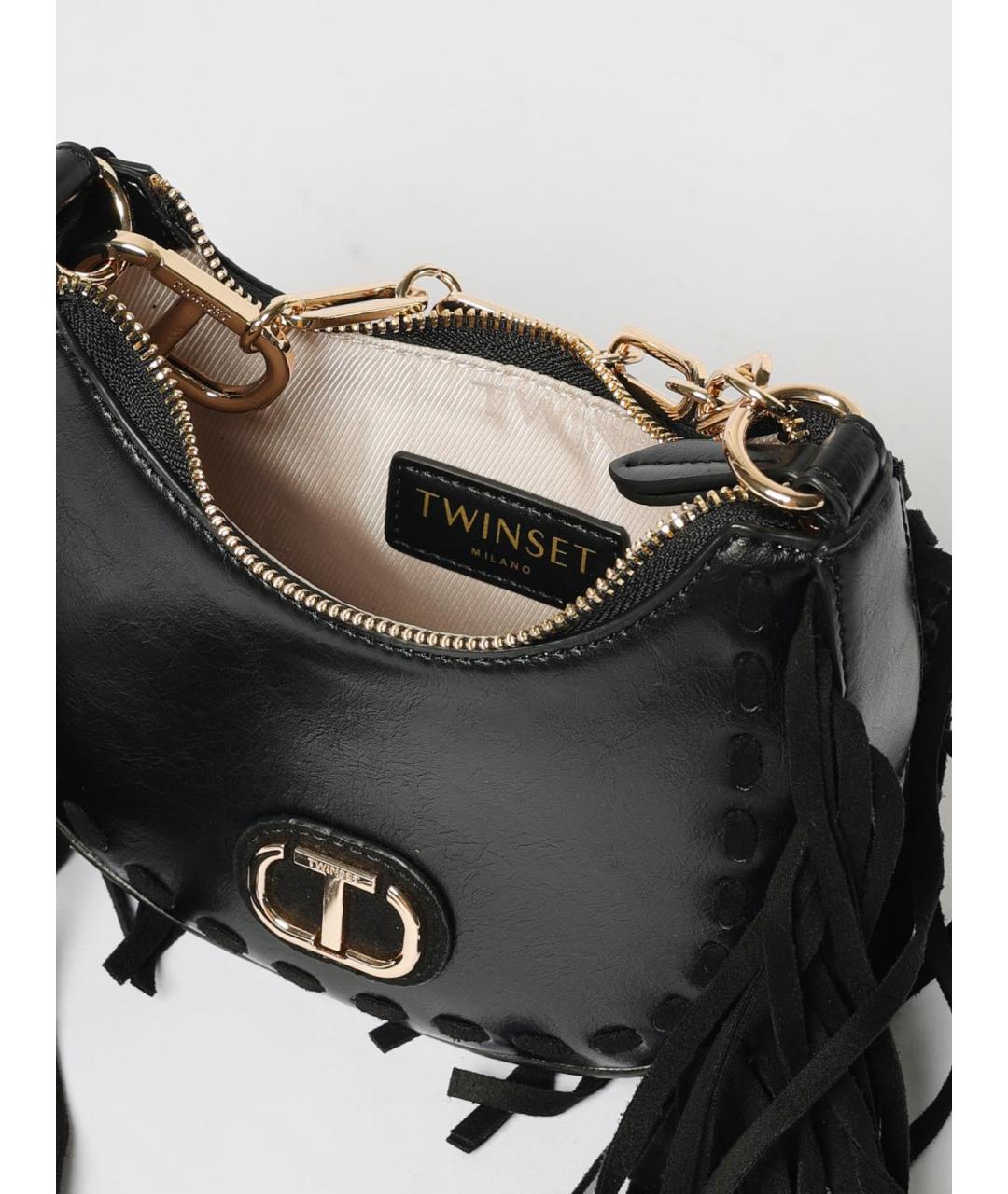 TWIN-SET Черная сумка через плечо из искусственной кожи, фото 3