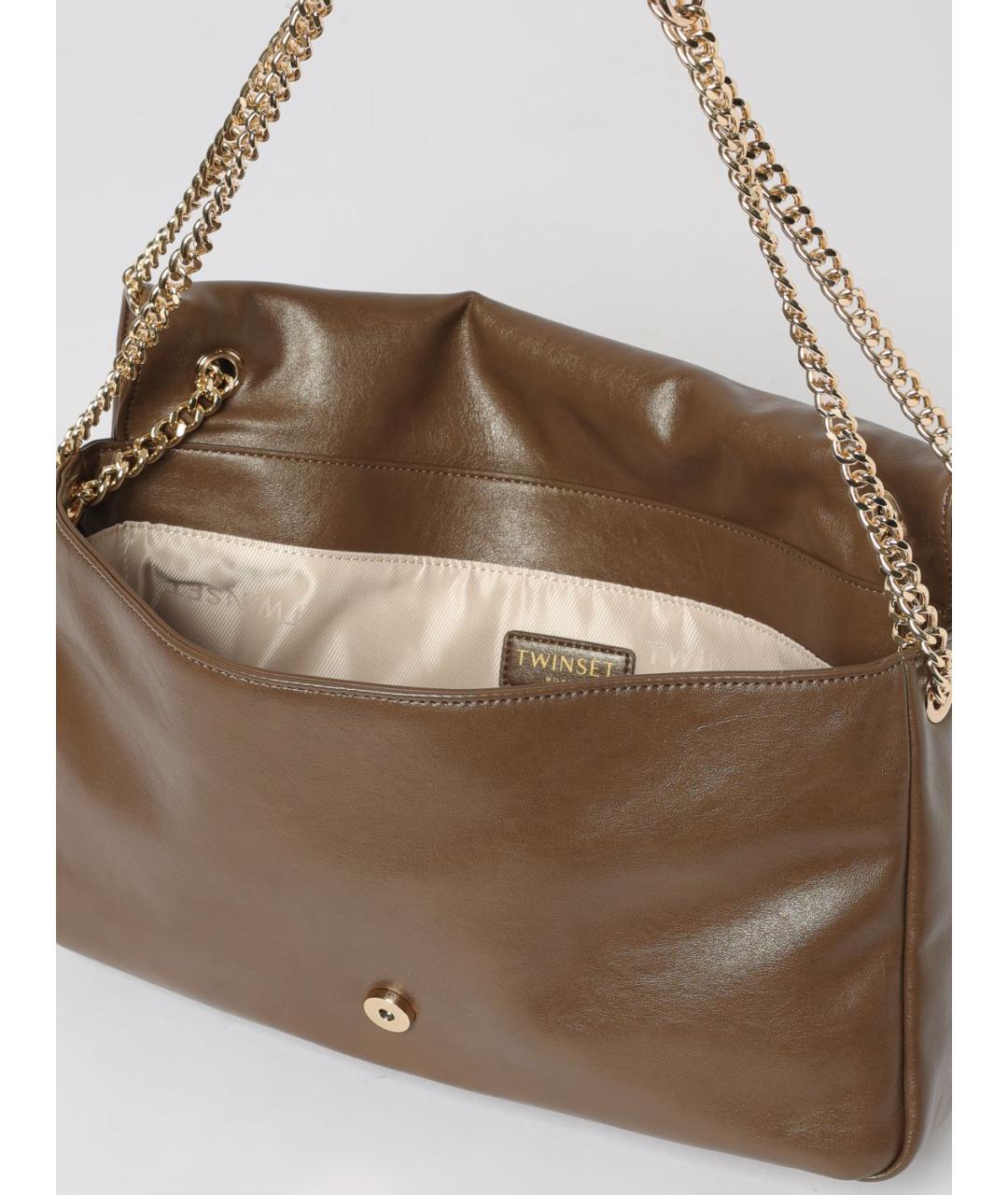 TWIN-SET Коричневая сумка через плечо из искусственной кожи, фото 3