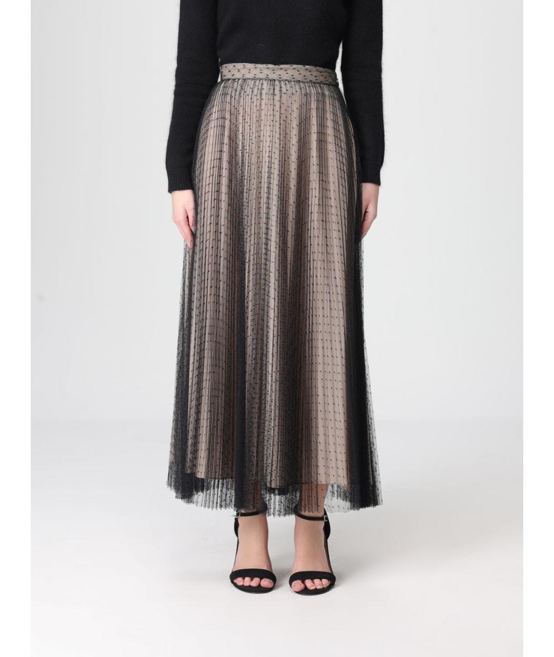 TWIN-SET Черная полиэстеровая юбка миди, фото 4