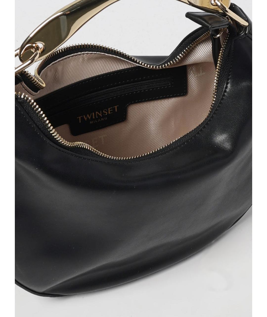 TWIN-SET Черная сумка с короткими ручками из искусственной кожи, фото 3