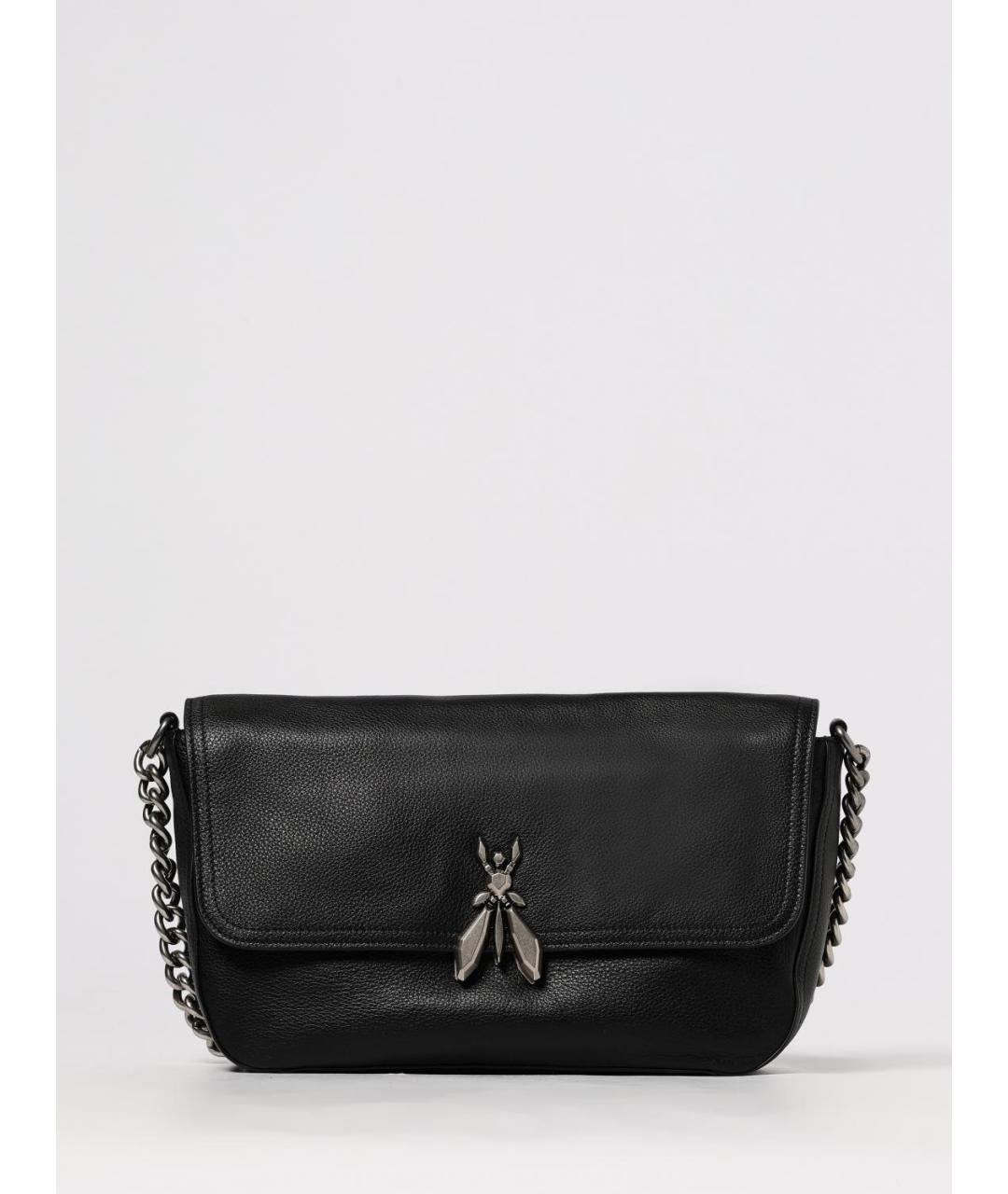 PATRIZIA PEPE Черная кожаная сумка через плечо, фото 4