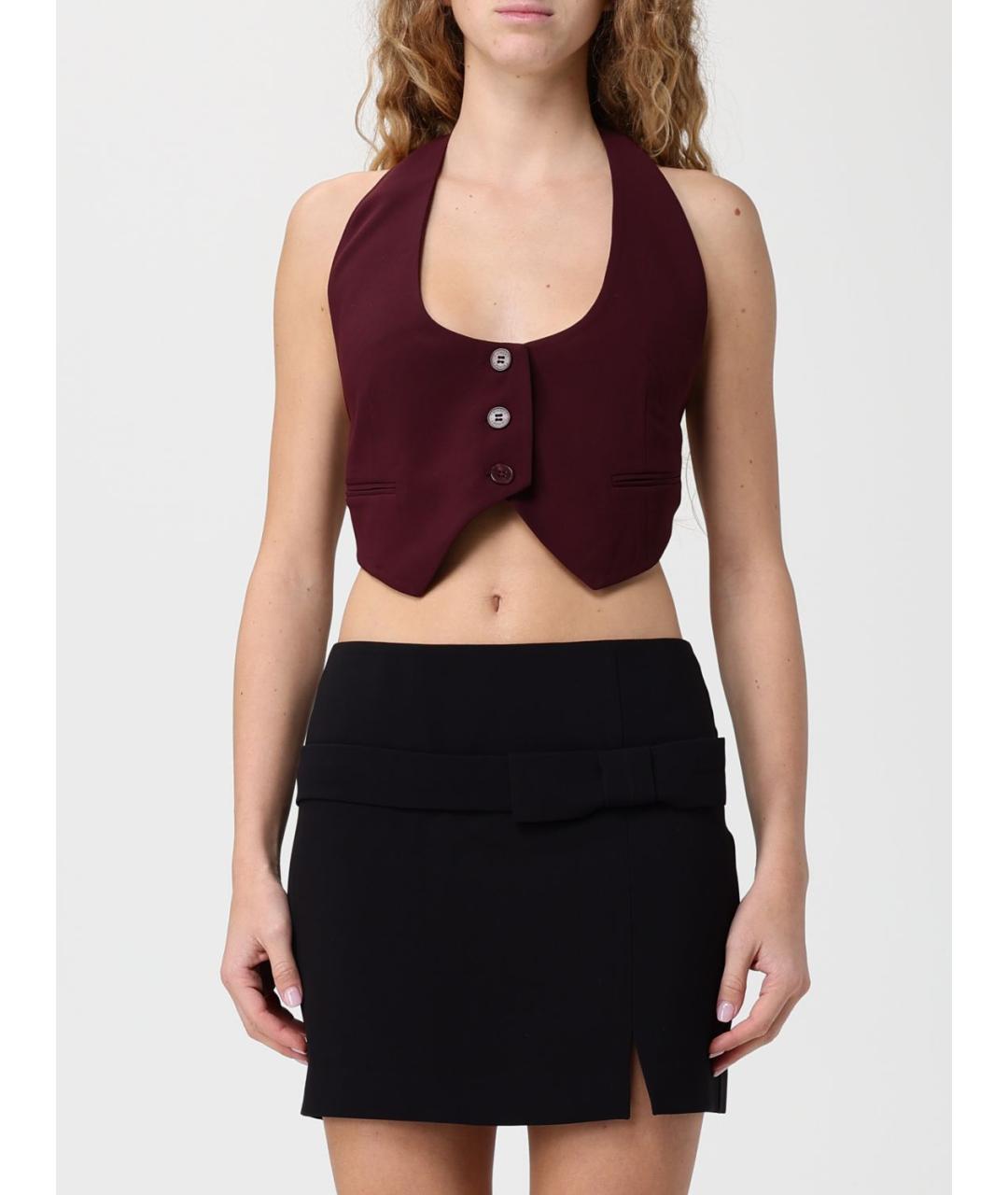 TWIN-SET Бордовый полиэстеровый жилет, фото 4