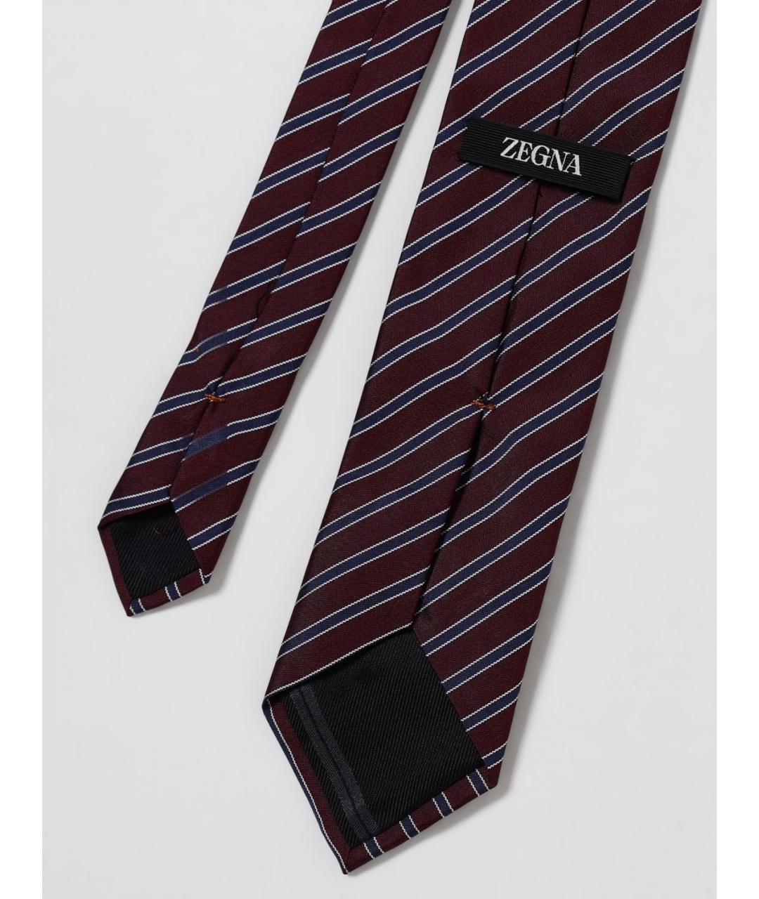 ZEGNA Бордовый шелковый галстук, фото 2