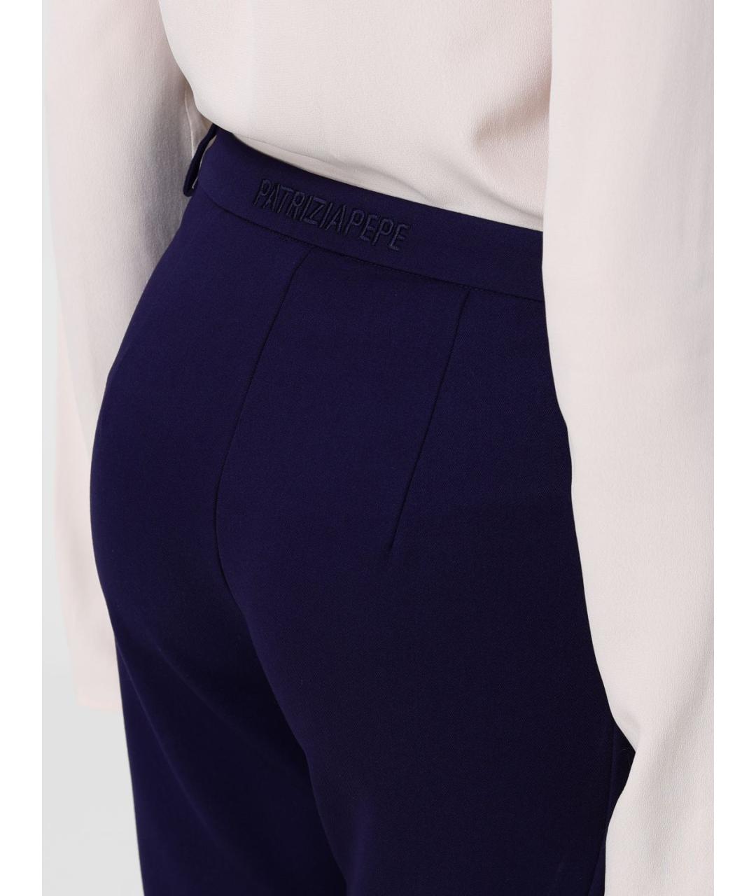 PATRIZIA PEPE Синие полиэстеровые прямые брюки, фото 4