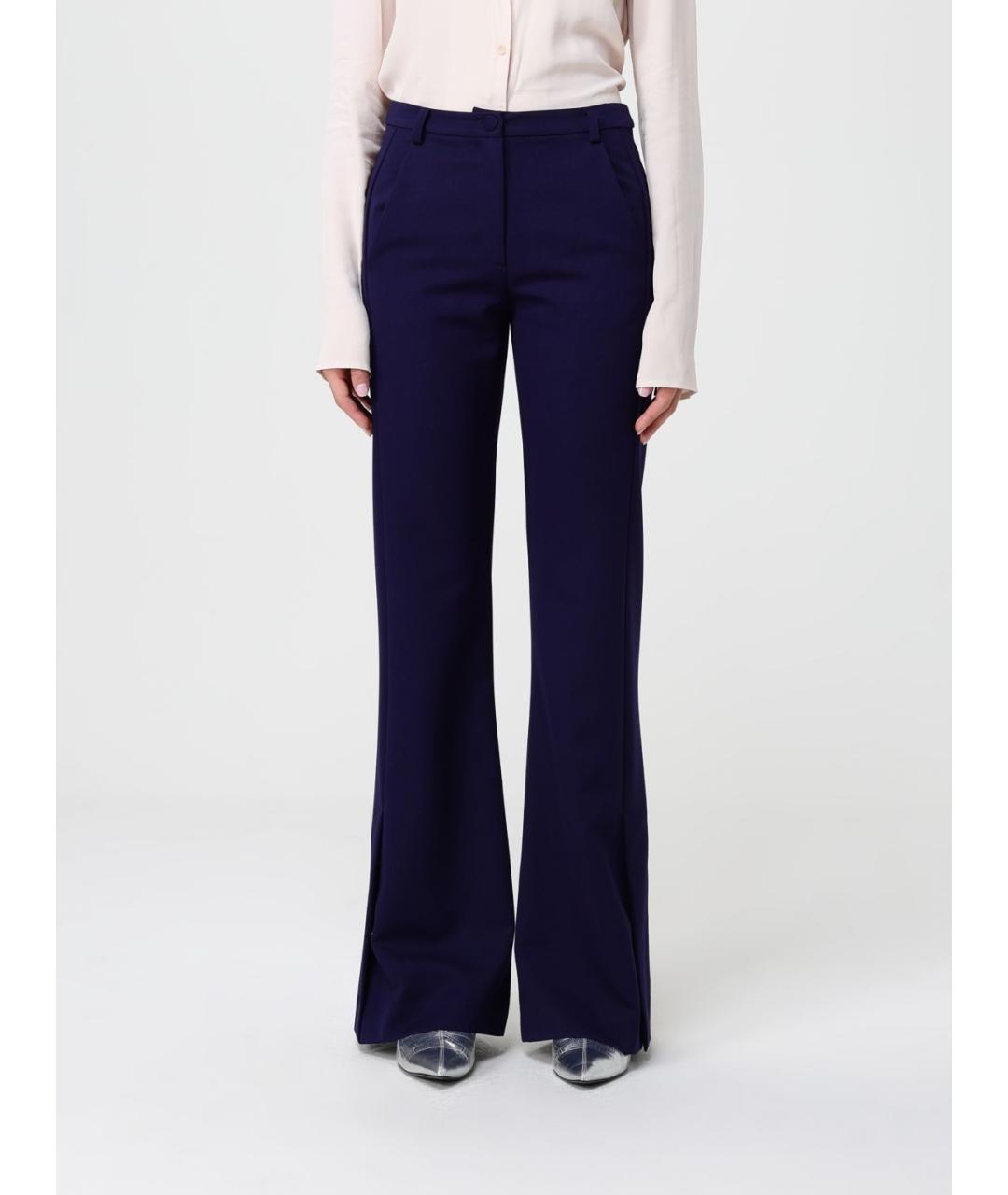 PATRIZIA PEPE Синие полиэстеровые прямые брюки, фото 5
