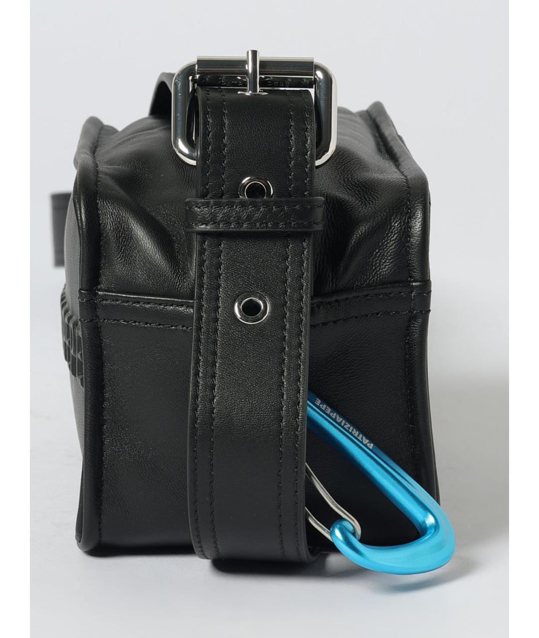 PATRIZIA PEPE Черная кожаная сумка через плечо, фото 3