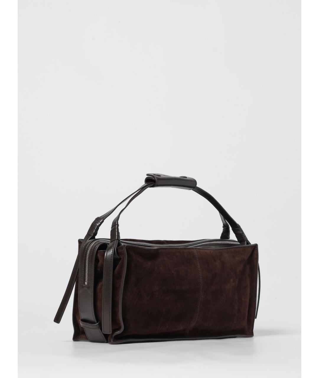 STAUD Коричневая замшевая сумка с короткими ручками, фото 2