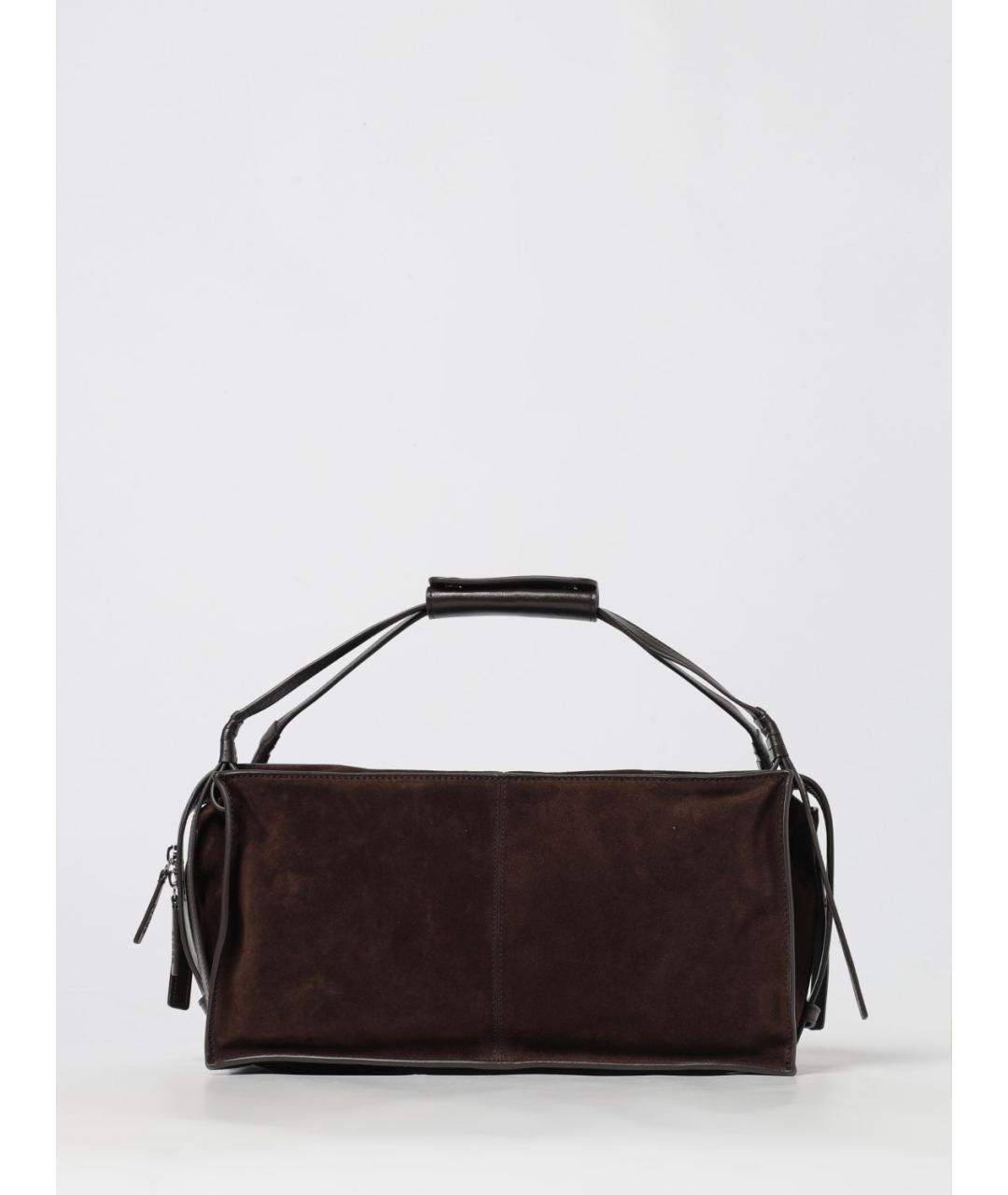 STAUD Коричневая замшевая сумка с короткими ручками, фото 4