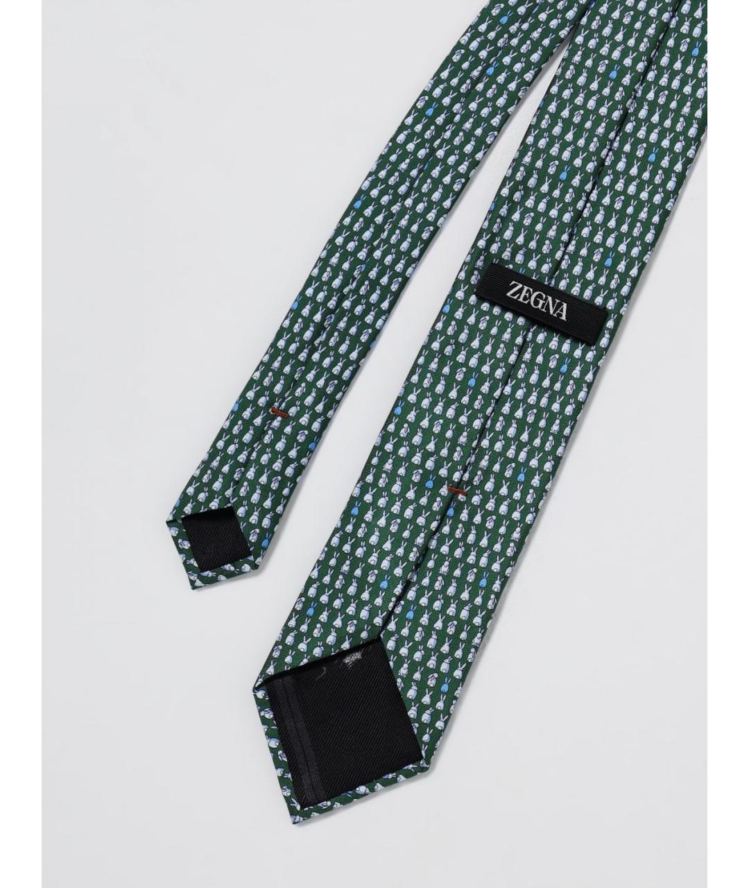 ZEGNA Зеленый шелковый галстук, фото 2