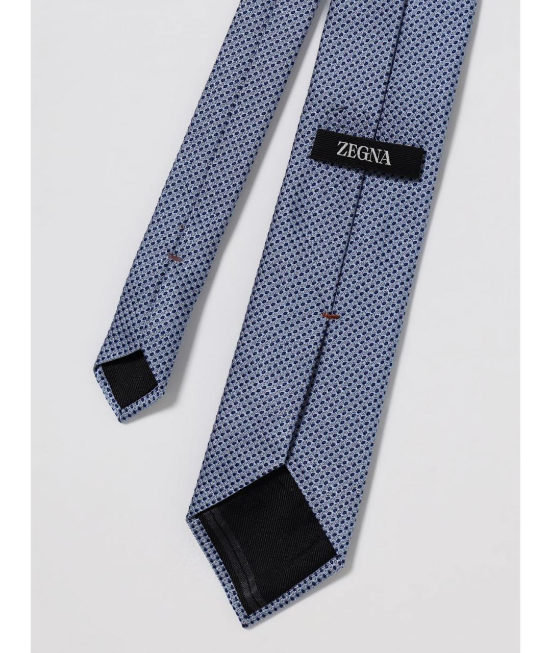 ZEGNA Голубой шелковый галстук, фото 2