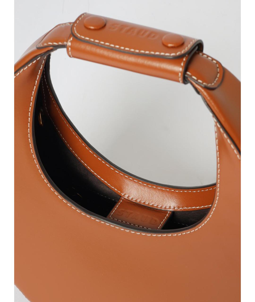 STAUD Коричневая кожаная сумка через плечо, фото 3