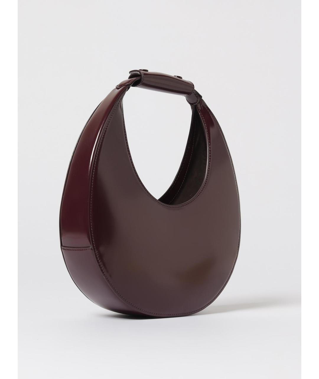 STAUD Бордовая кожаная сумка с короткими ручками, фото 2