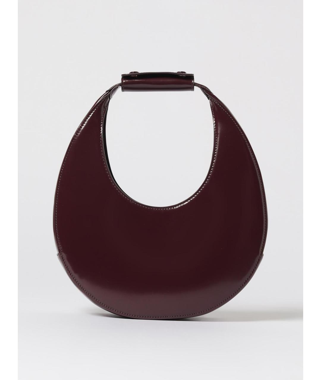 STAUD Бордовая кожаная сумка с короткими ручками, фото 4