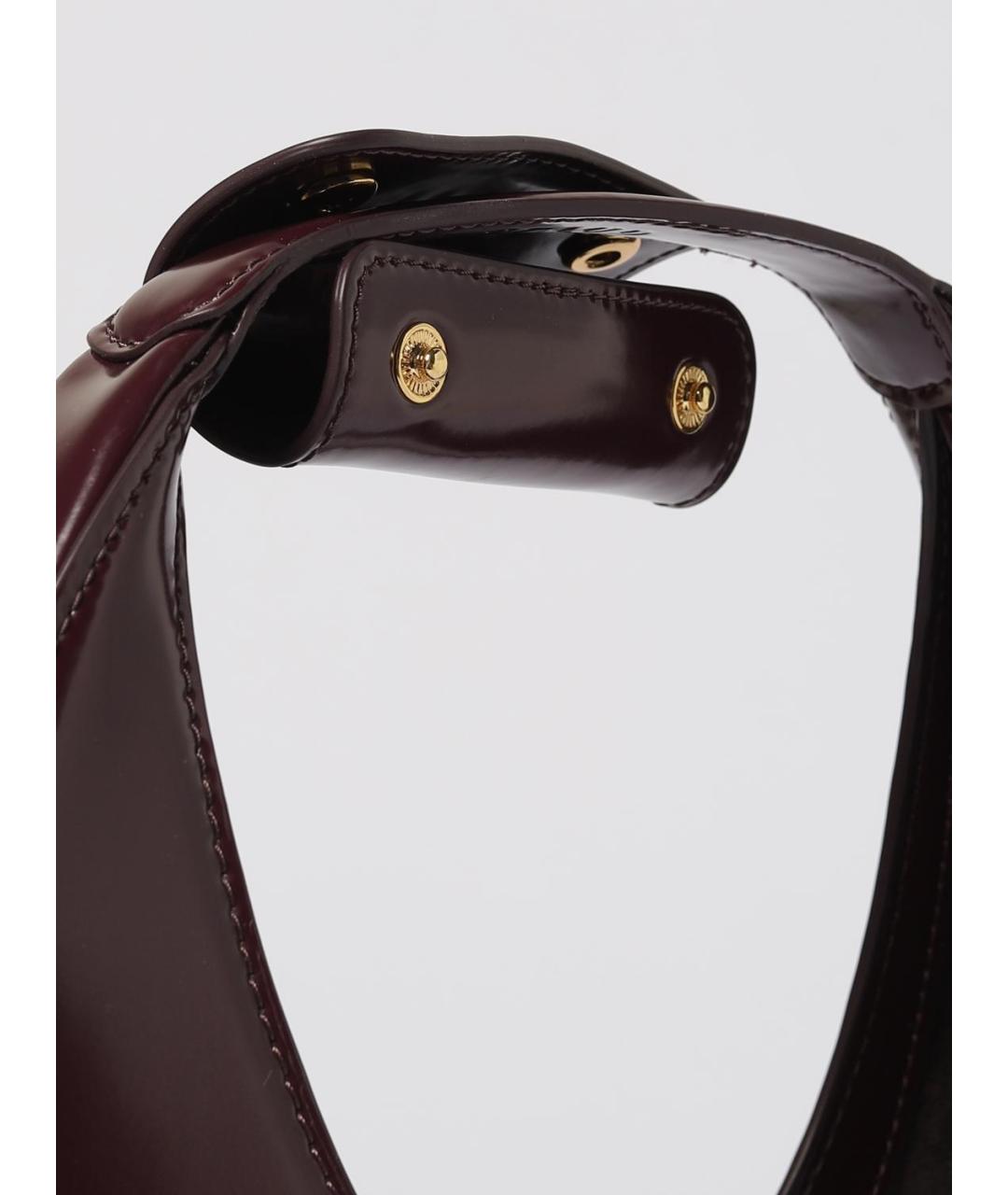 STAUD Бордовая кожаная сумка с короткими ручками, фото 3