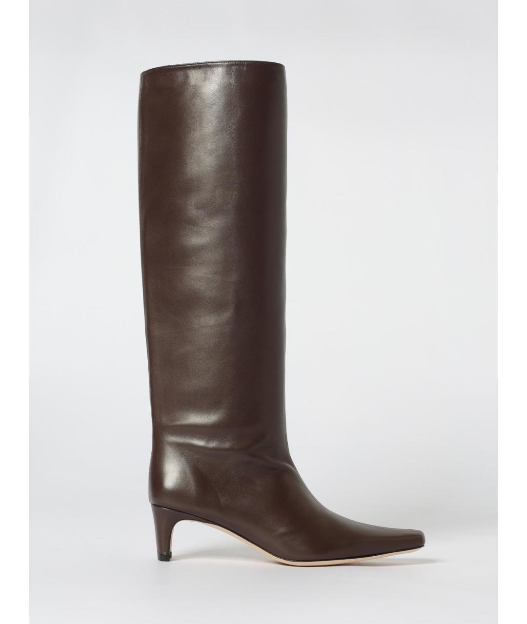 STAUD Коричневые кожаные сапоги, фото 4