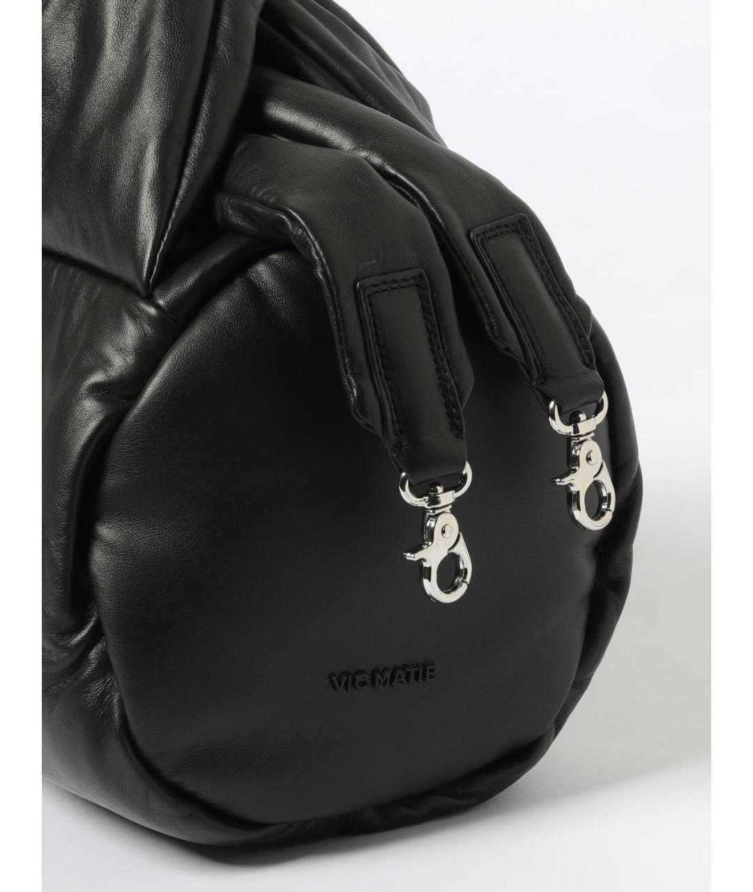 VIC MATIE Черная кожаная сумка с короткими ручками, фото 3