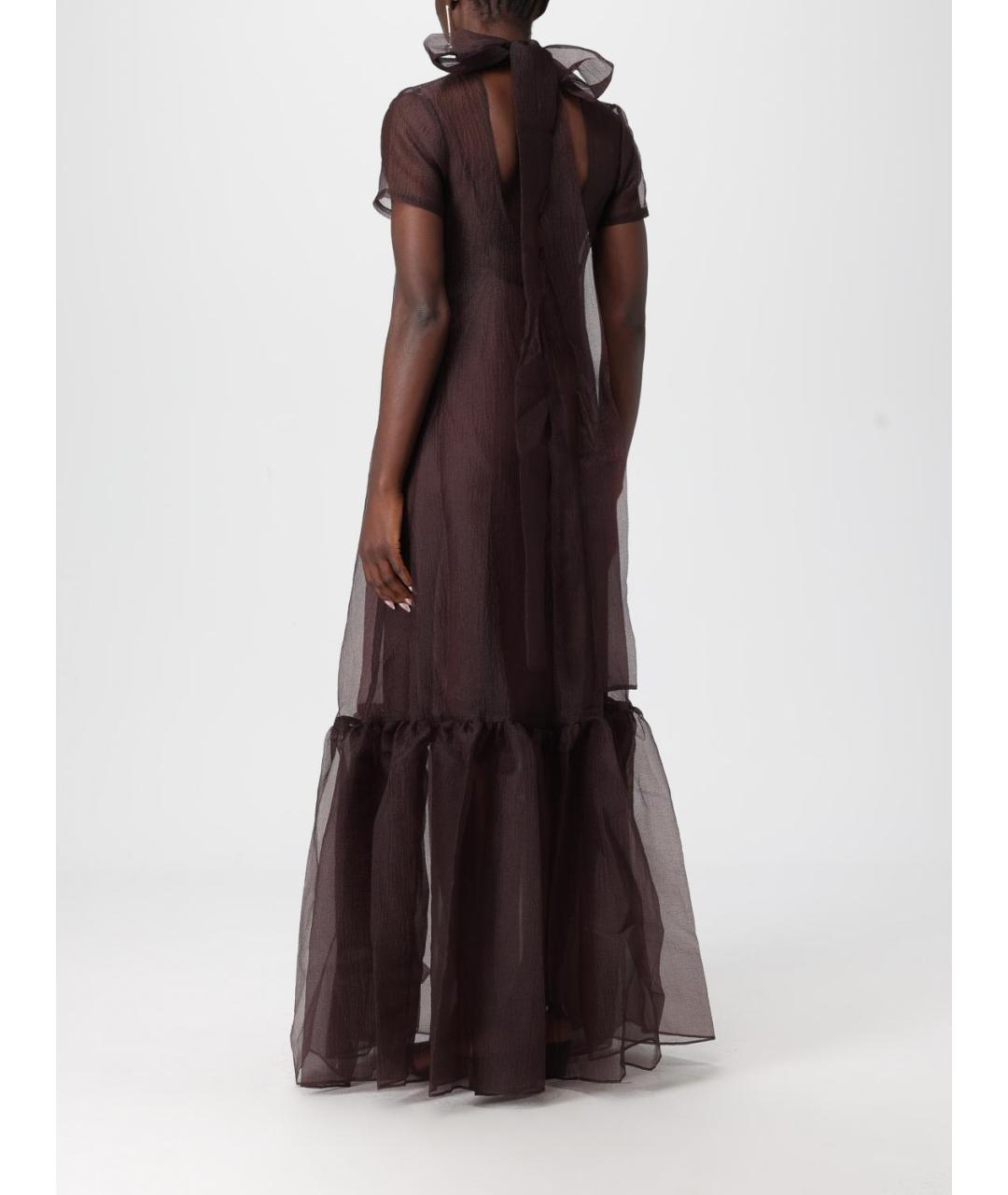 STAUD Коричневое полиэстеровое вечернее платье, фото 3