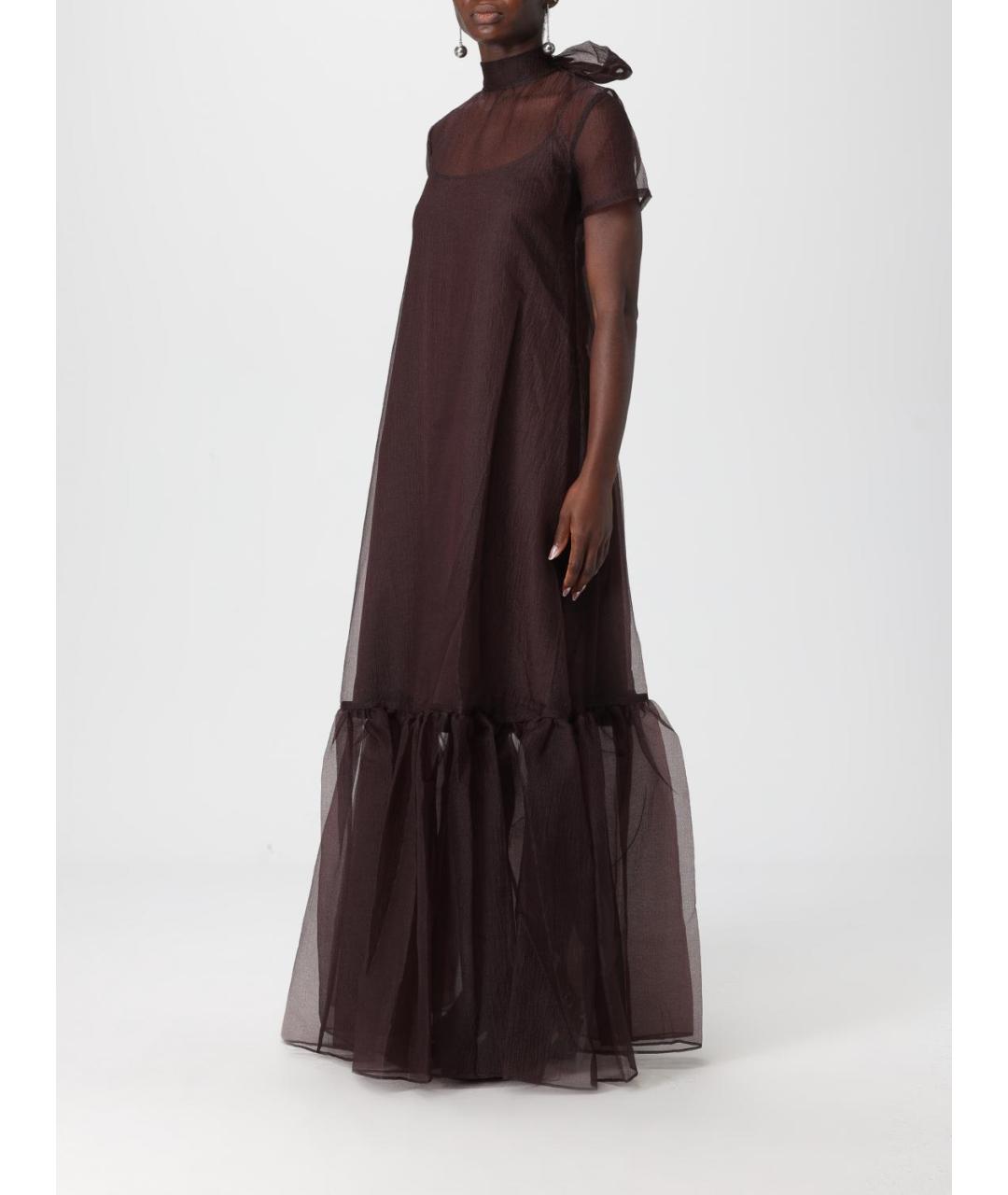 STAUD Коричневое полиэстеровое вечернее платье, фото 4