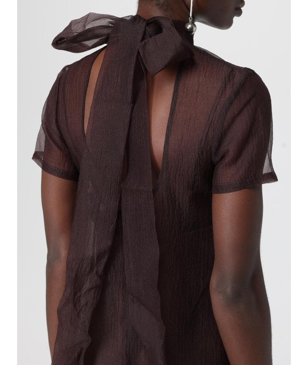 STAUD Коричневое полиэстеровое вечернее платье, фото 5