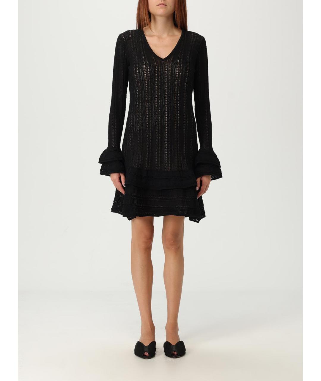 TWIN-SET Черное хлопковое повседневное платье, фото 4