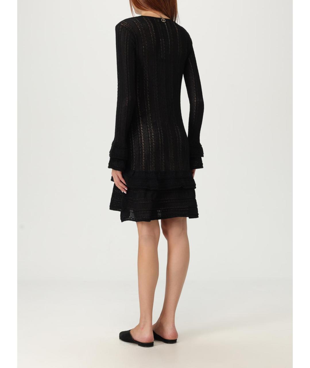 TWIN-SET Черное хлопковое повседневное платье, фото 2