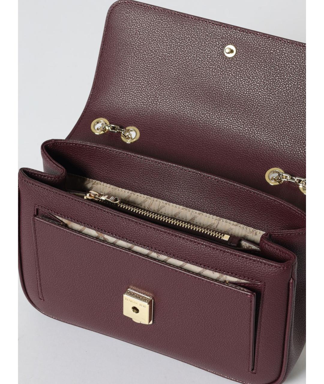 PATRIZIA PEPE Бордовая кожаная сумка через плечо, фото 3