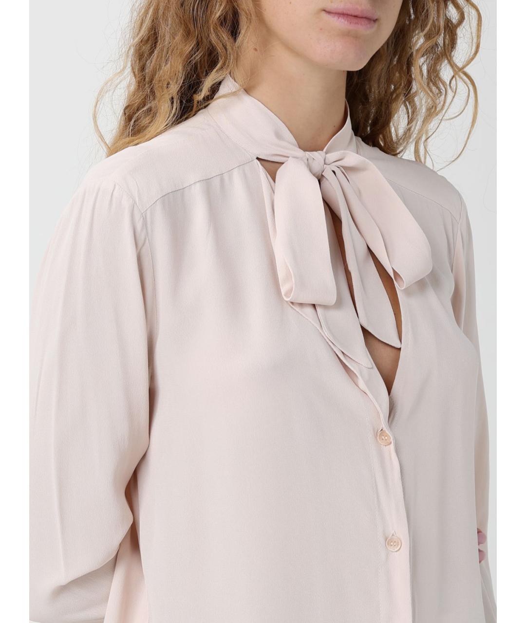 PATRIZIA PEPE Бежевая вискозная рубашка, фото 4