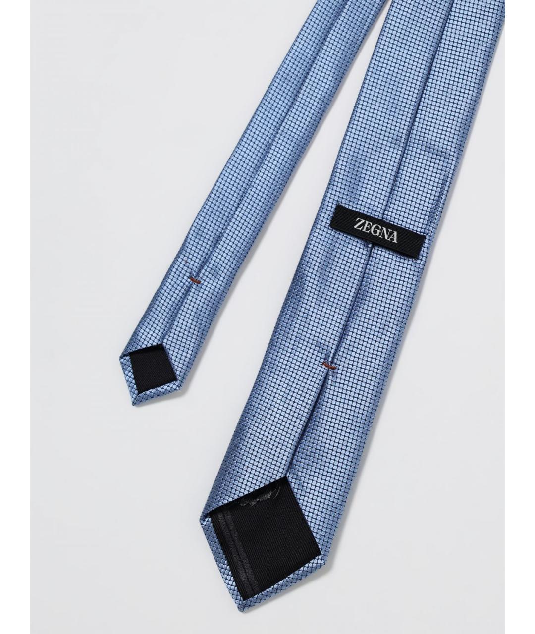 ZEGNA Голубой шелковый галстук, фото 2